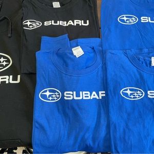Lot of Subaru t-shirts and black Hoodie size XL